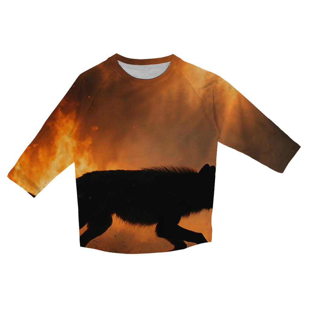 Forest Fire Escape Wolf Silhouette trendy 3/4 sleeve tops