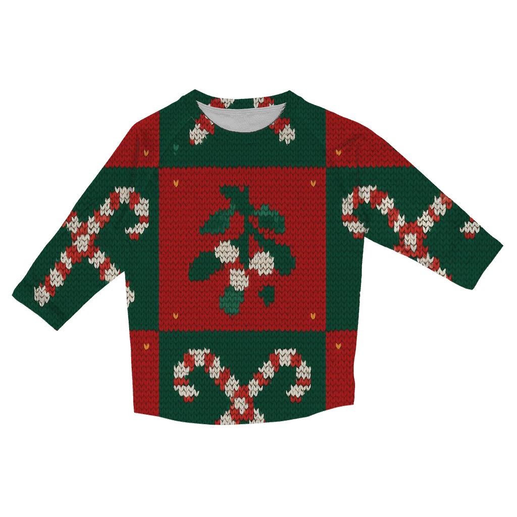 Mistletoe Kisses Checkerboard Design stylish quarter sleeve tops