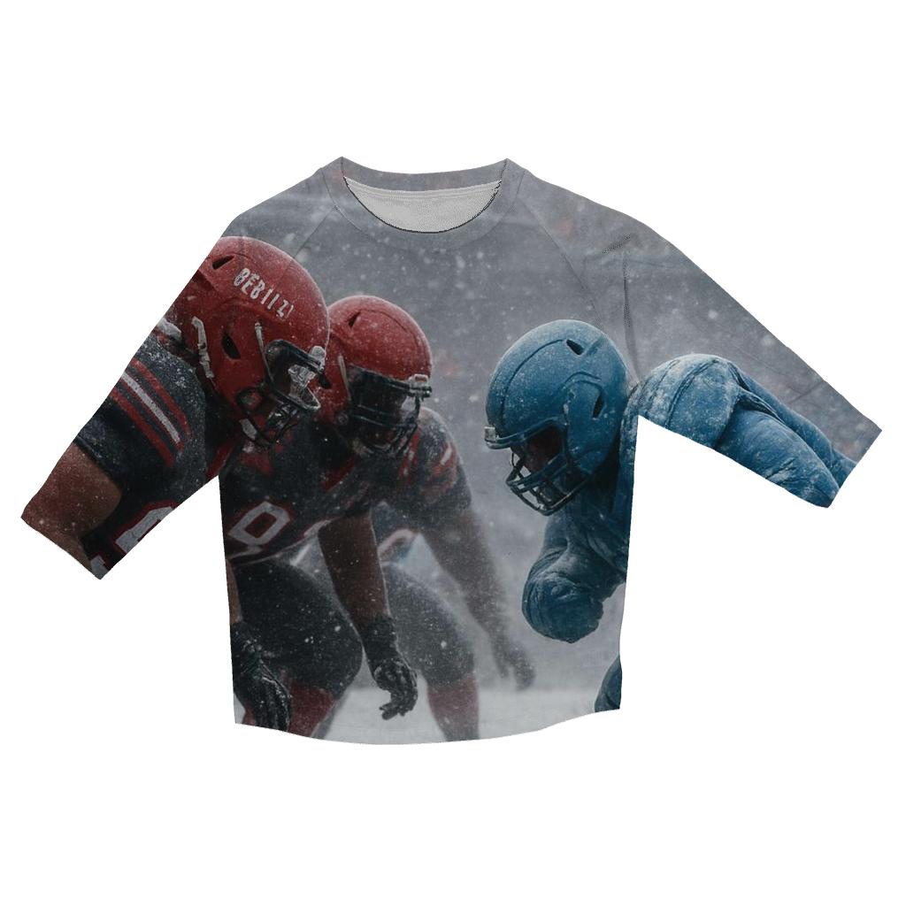 Snowstorm Goal Line Siege Braves Wall Against Charging Cubs casual three quarter sleeve shirts