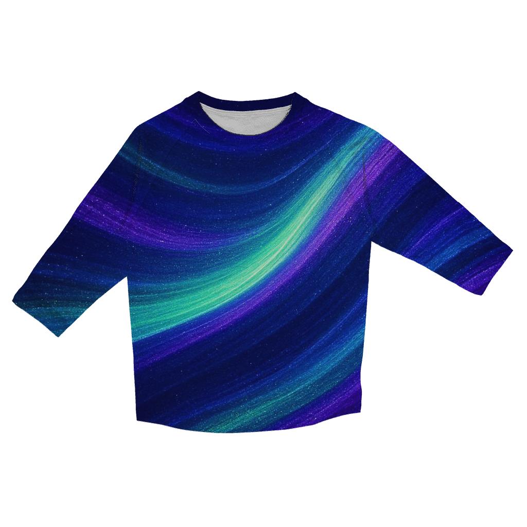 Aurora Glitter Waves stylish quarter sleeve tops