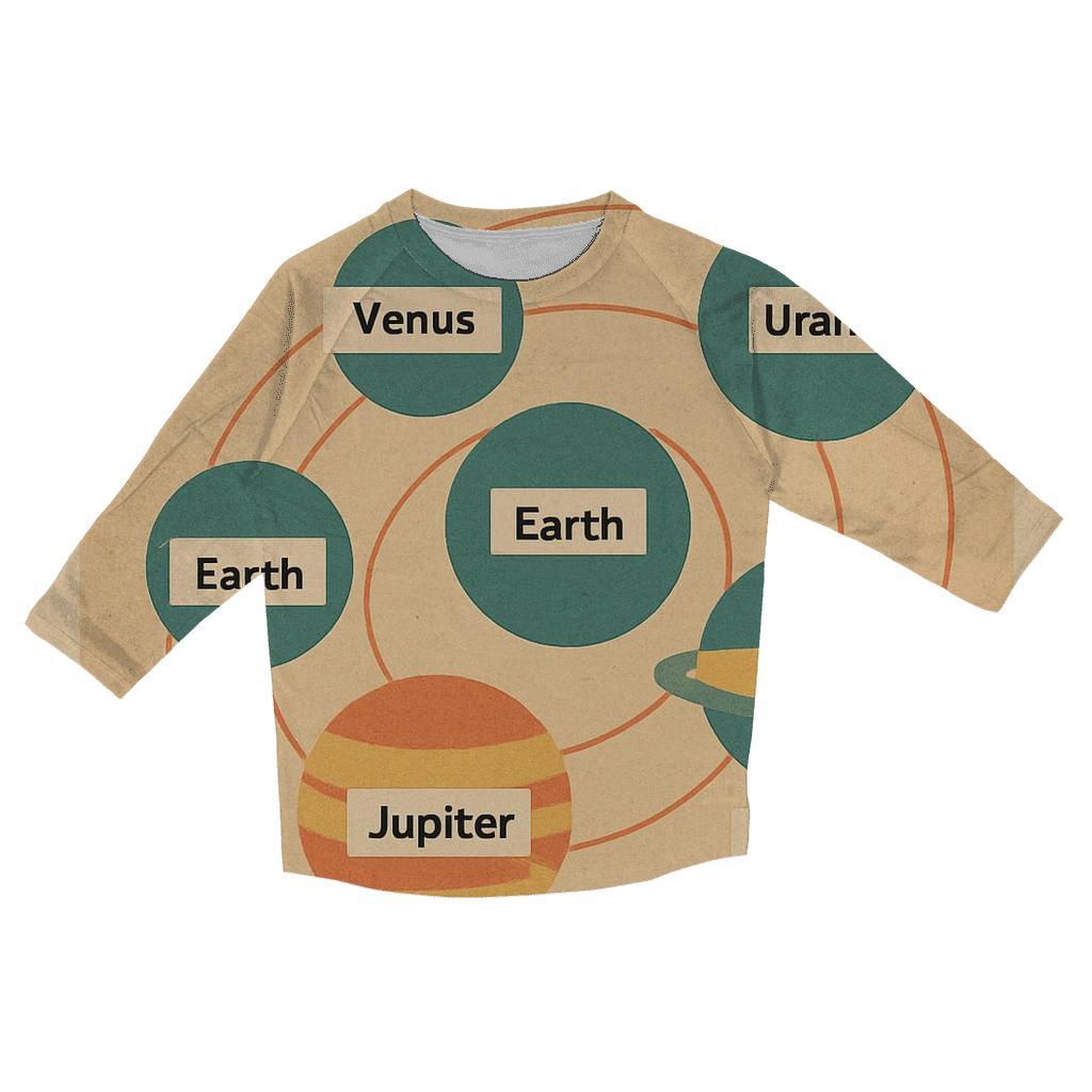 Retro Classroom Science Chart printed three quarter sleeve shirts