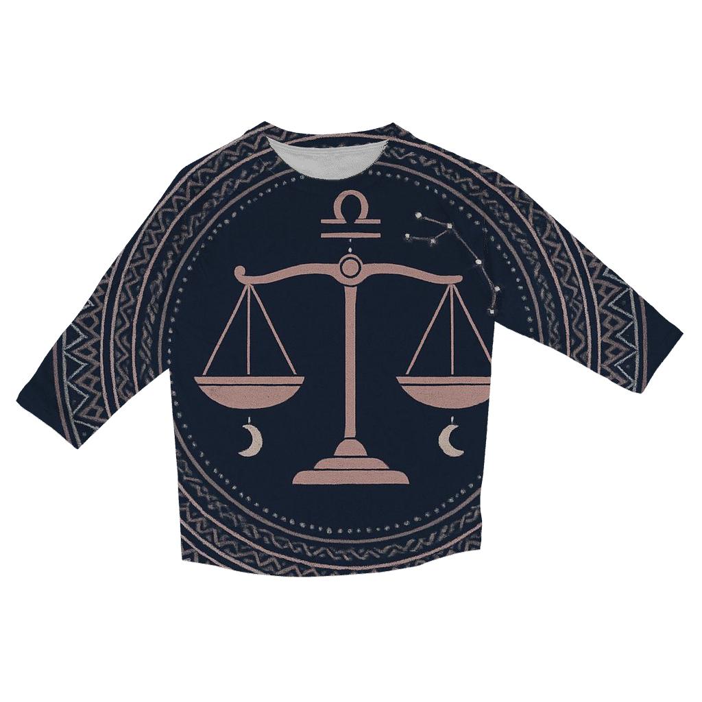 Libra Starlit Balance Mandala fashion 3/4 sleeve shirts