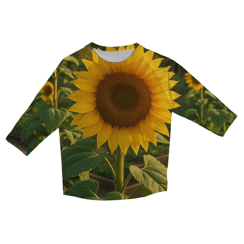 Sunflowers Bordering An Allotment Garden designer 3/4 sleeve blouses