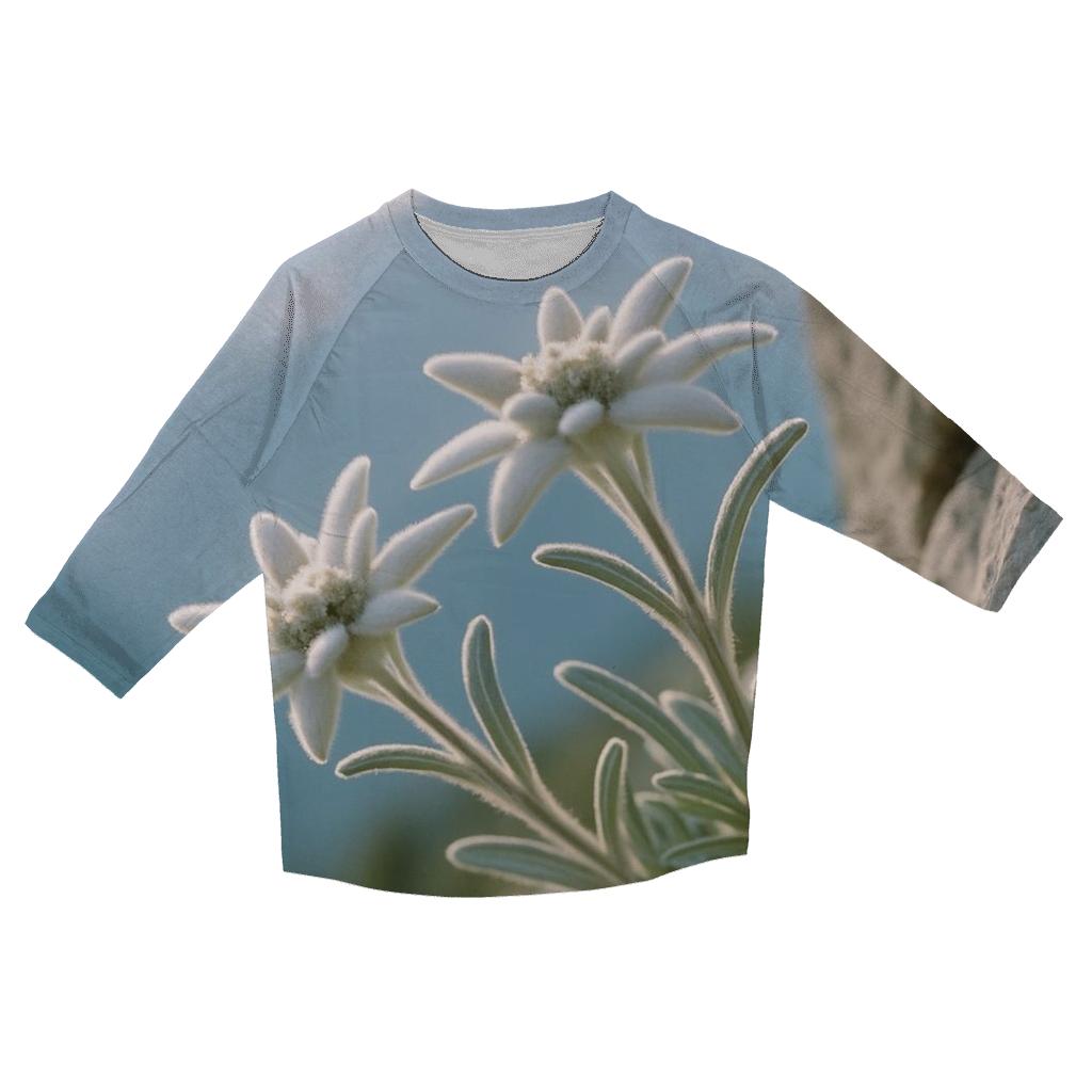 Alpine Edelweiss On A Rocky Ledge printed three quarter sleeve shirts