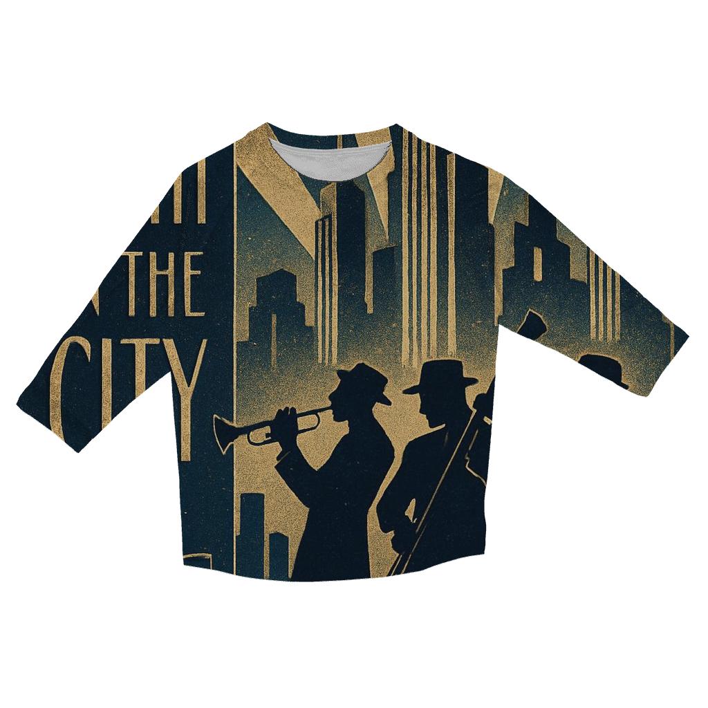 Art Deco City Jazz Night Poster fashion 3/4 sleeve shirts