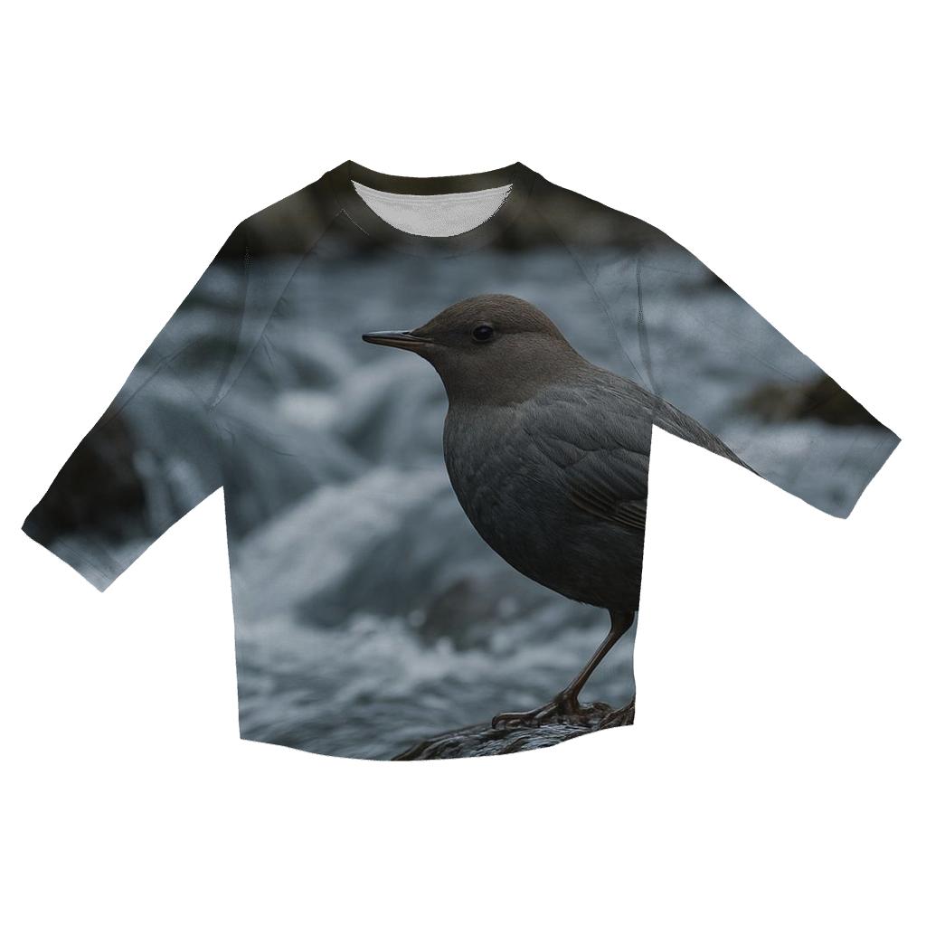 River Stone Pause American Dipper printed three quarter sleeve shirts