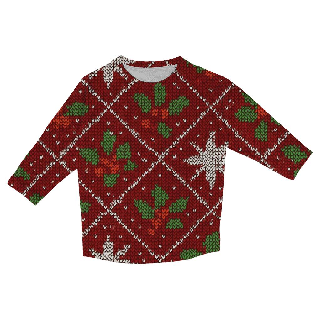Holly Star Burst Lattice Design stylish quarter sleeve tops