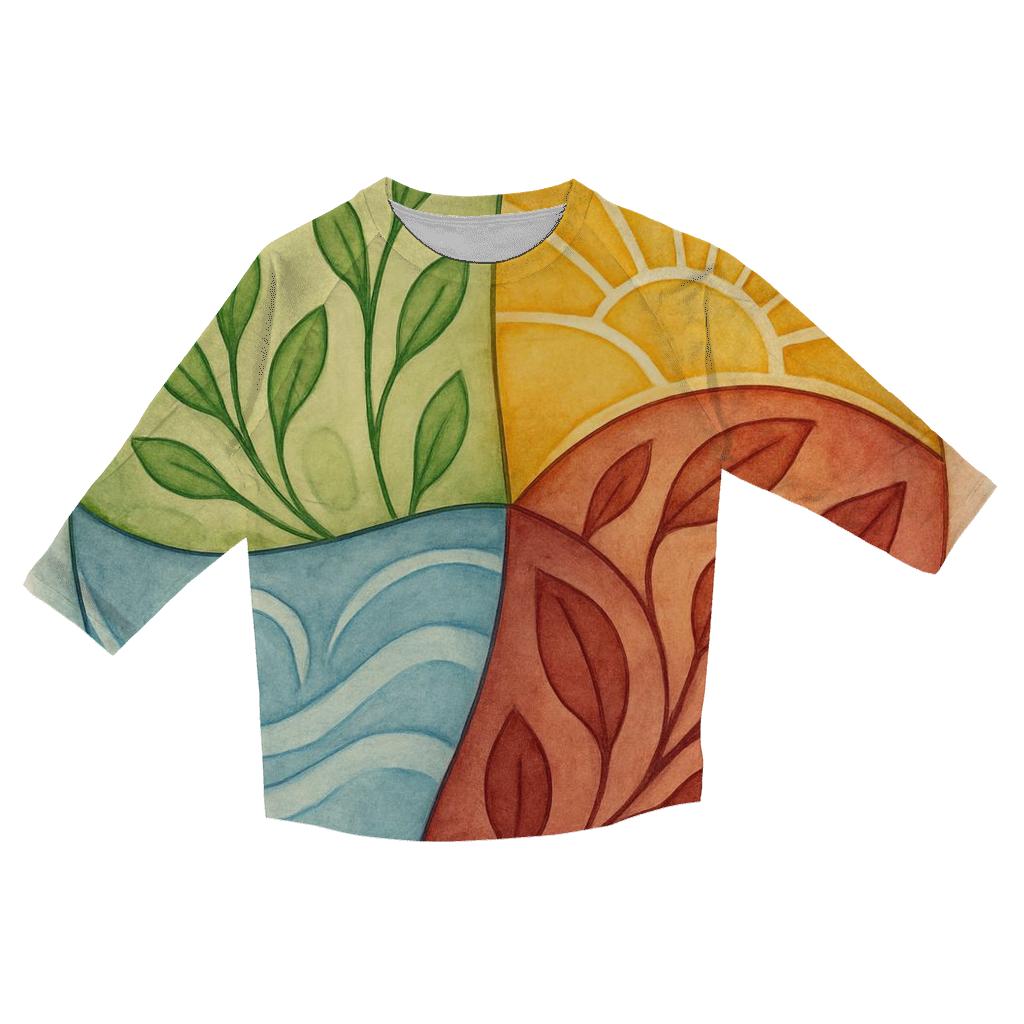 Gentle Mandala Of Seasons printed three quarter sleeve shirts
