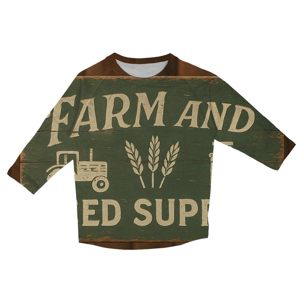 Rustic Farm Supply Store Signboard printed three quarter sleeve shirts