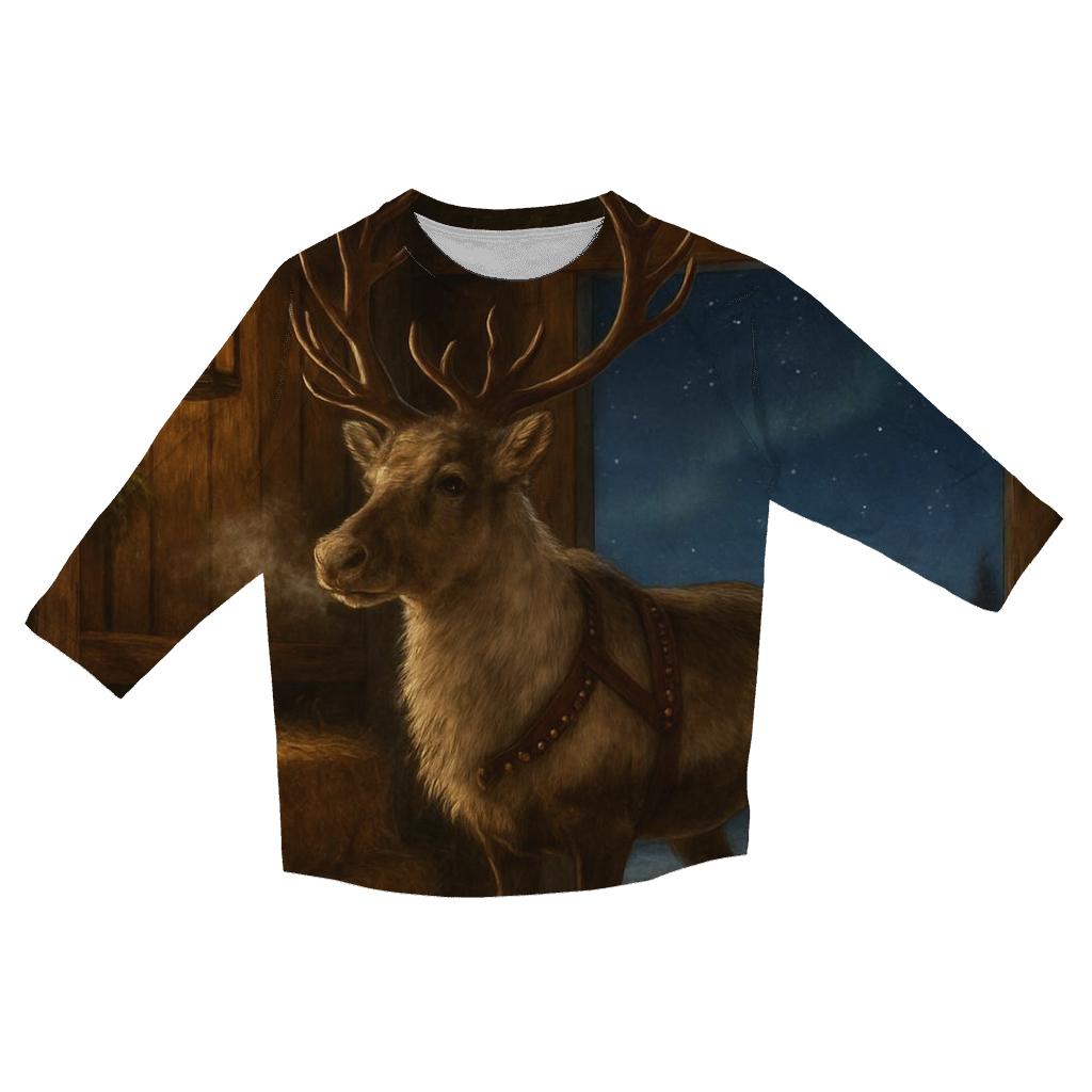 Reindeer Stable On Christmas Night stylish quarter sleeve tops