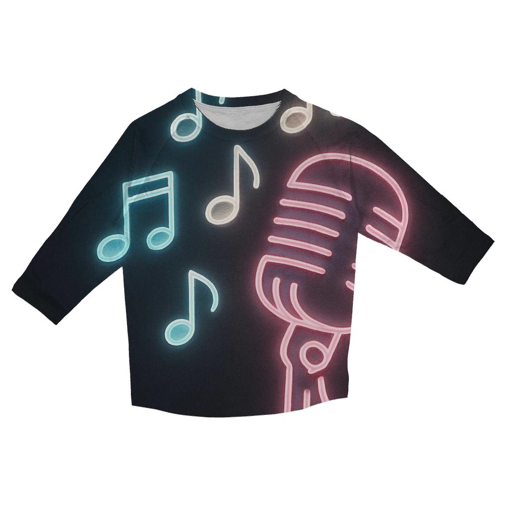 Soft Metallic Neon Sign Notes casual three quarter sleeve shirts