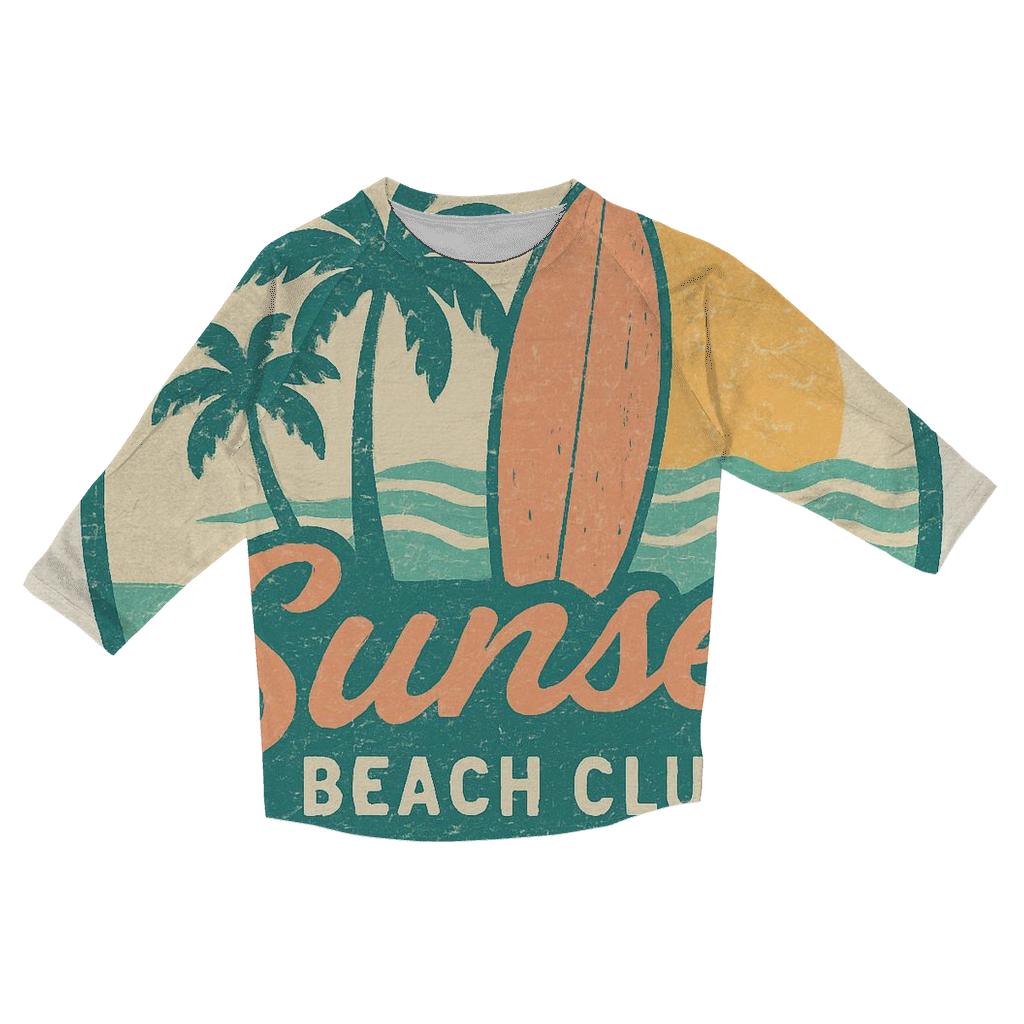 Retro Beach Club Summer Badge casual three quarter sleeve shirts