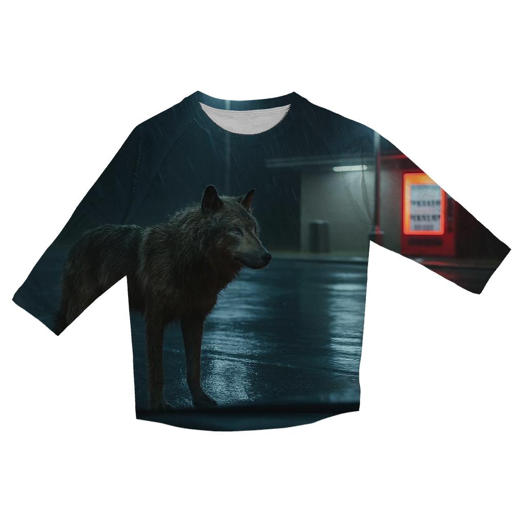 Rain Soaked Wolf At Highway Rest Stop Edge casual three quarter sleeve shirts