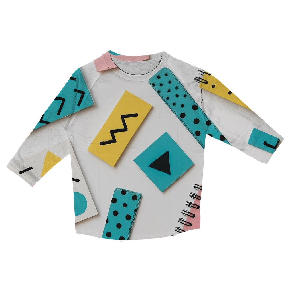 Memphis Stationery Desk trendy 3/4 sleeve tops