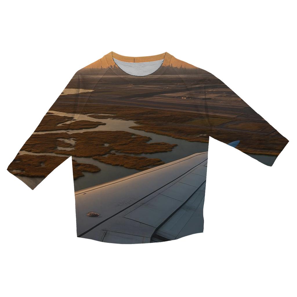 Aerial Approach Over Jamaica Bay Skyline Distant designer 3/4 sleeve blouses