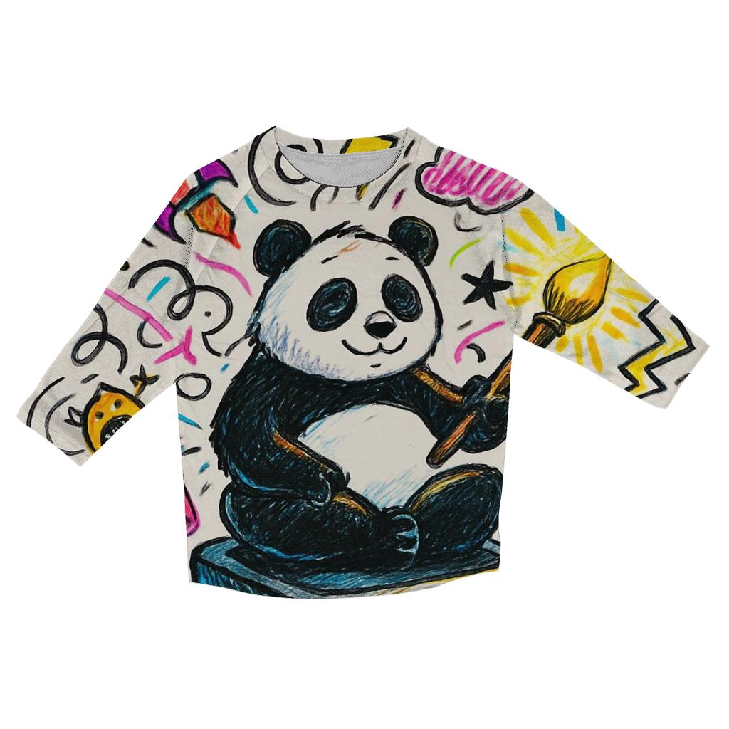 Scribble Summoner Panda casual three quarter sleeve shirts