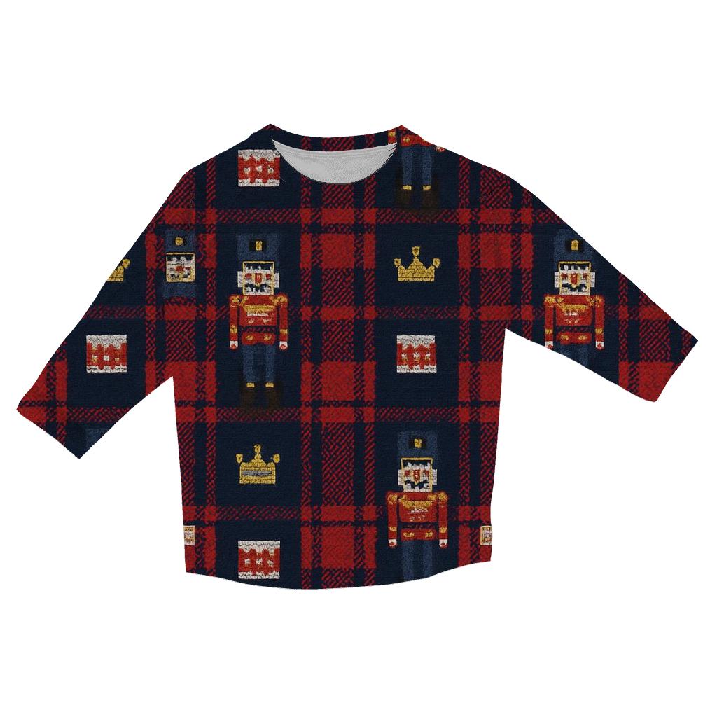 Nutcracker Marching Plaid Design stylish quarter sleeve tops