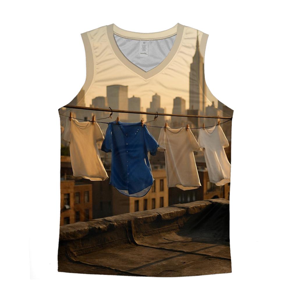 Queens Rooftop Laundry With Midtown Skyline casual summer tank tops