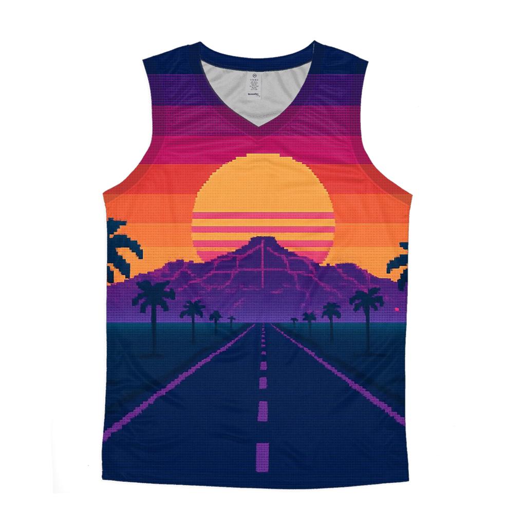 Pixel Night Drive trendy fitted tank tops