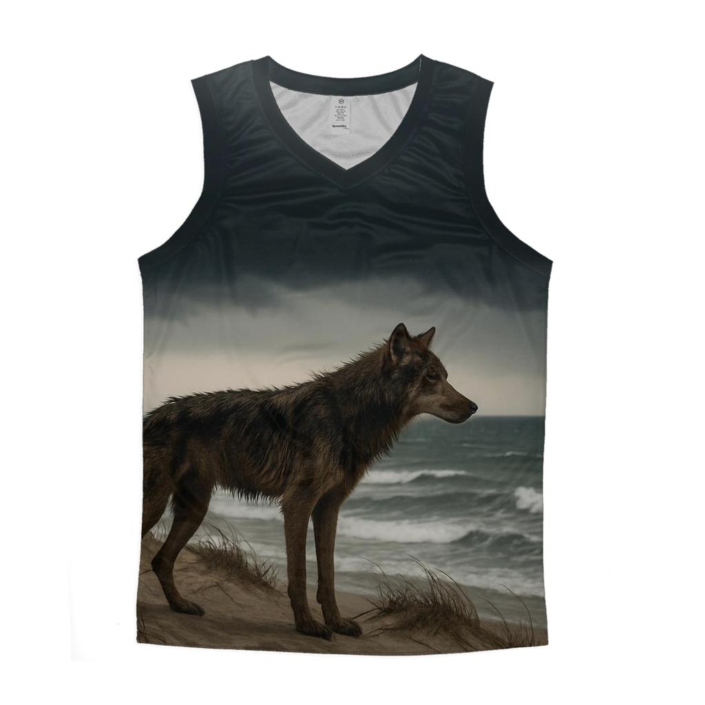 Coastal Dune Wolf Against Storm Front casual summer tank tops