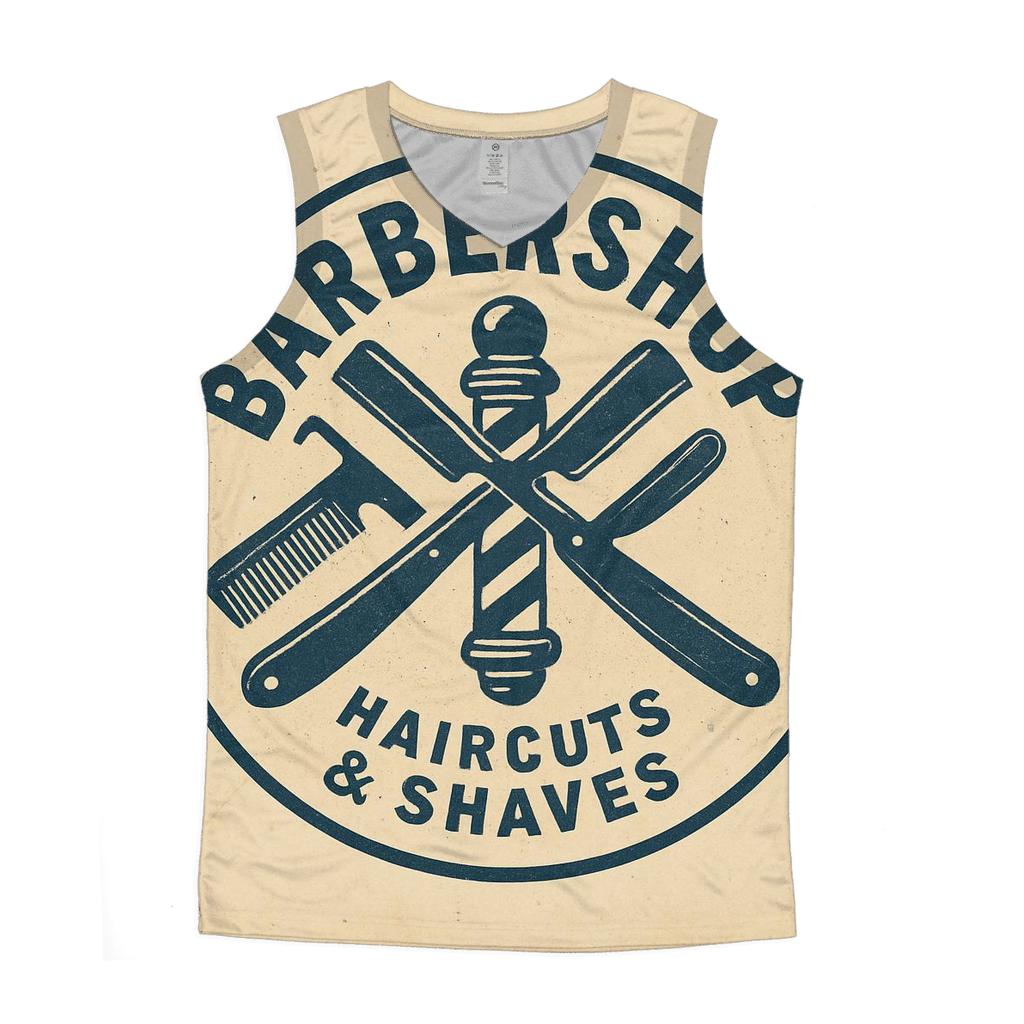 Classic Barbershop Wall Emblem cotton sleeveless tops