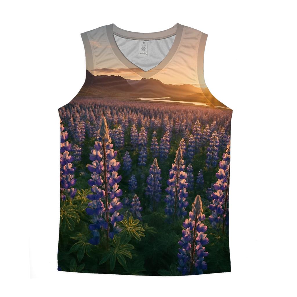 Icelandic Lupines Under Midnight Sun trendy fitted tank tops