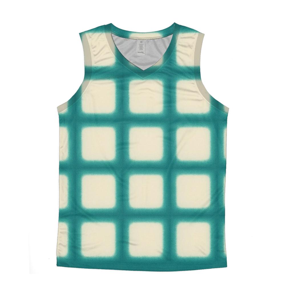 Teal Itajime Lantern Grid casual summer tank tops