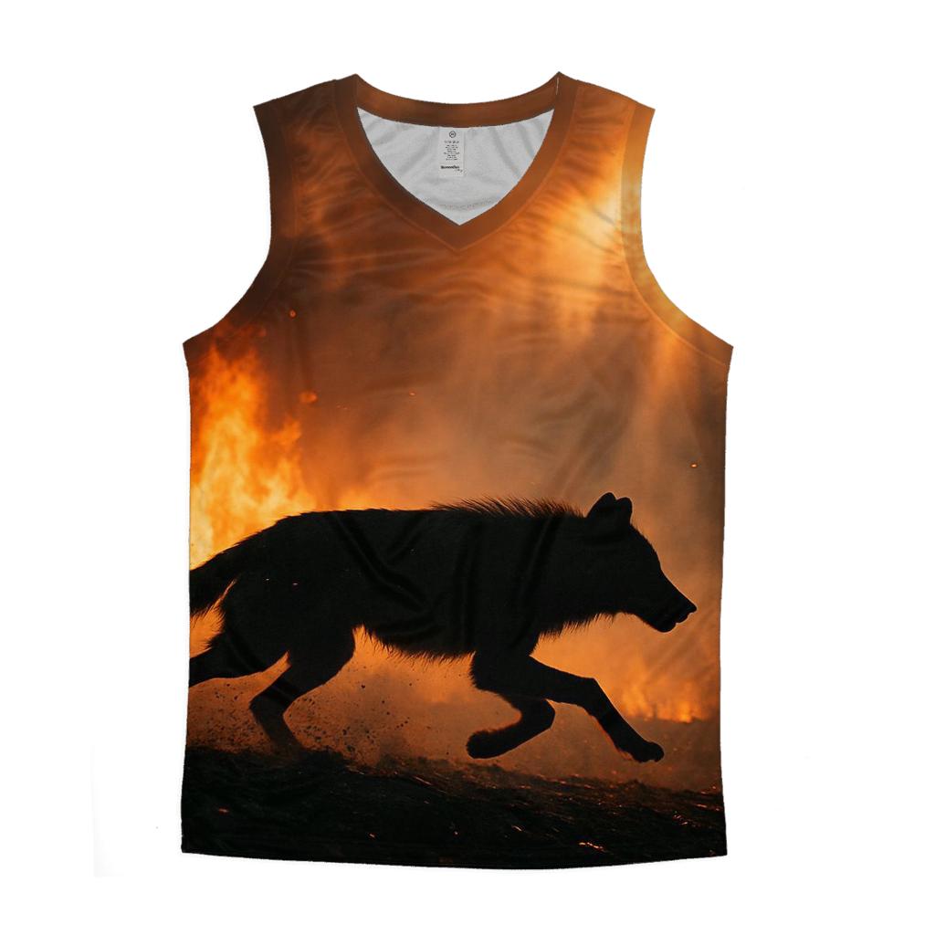Forest Fire Escape Wolf Silhouette designer workout tanks
