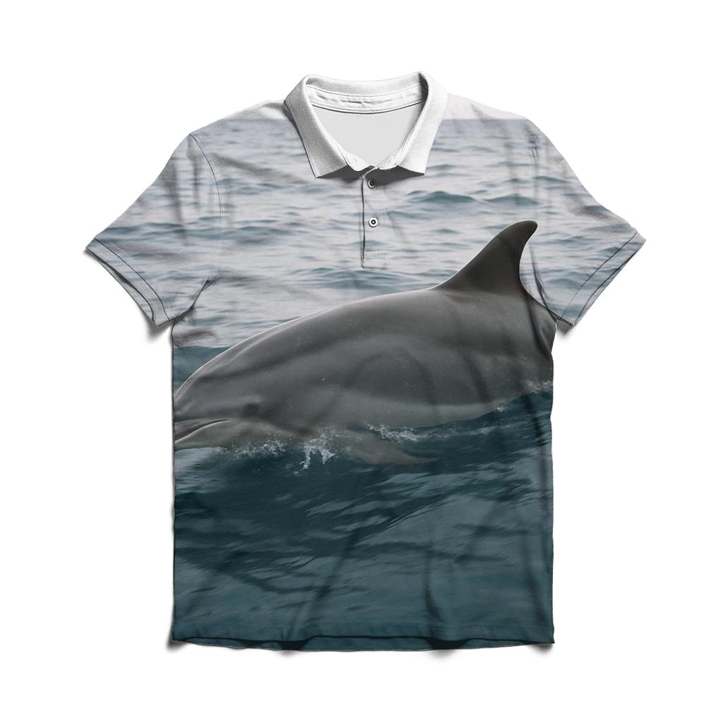 Wave Crest Patrol Bottlenose Dolphin stylish collar polo tees
