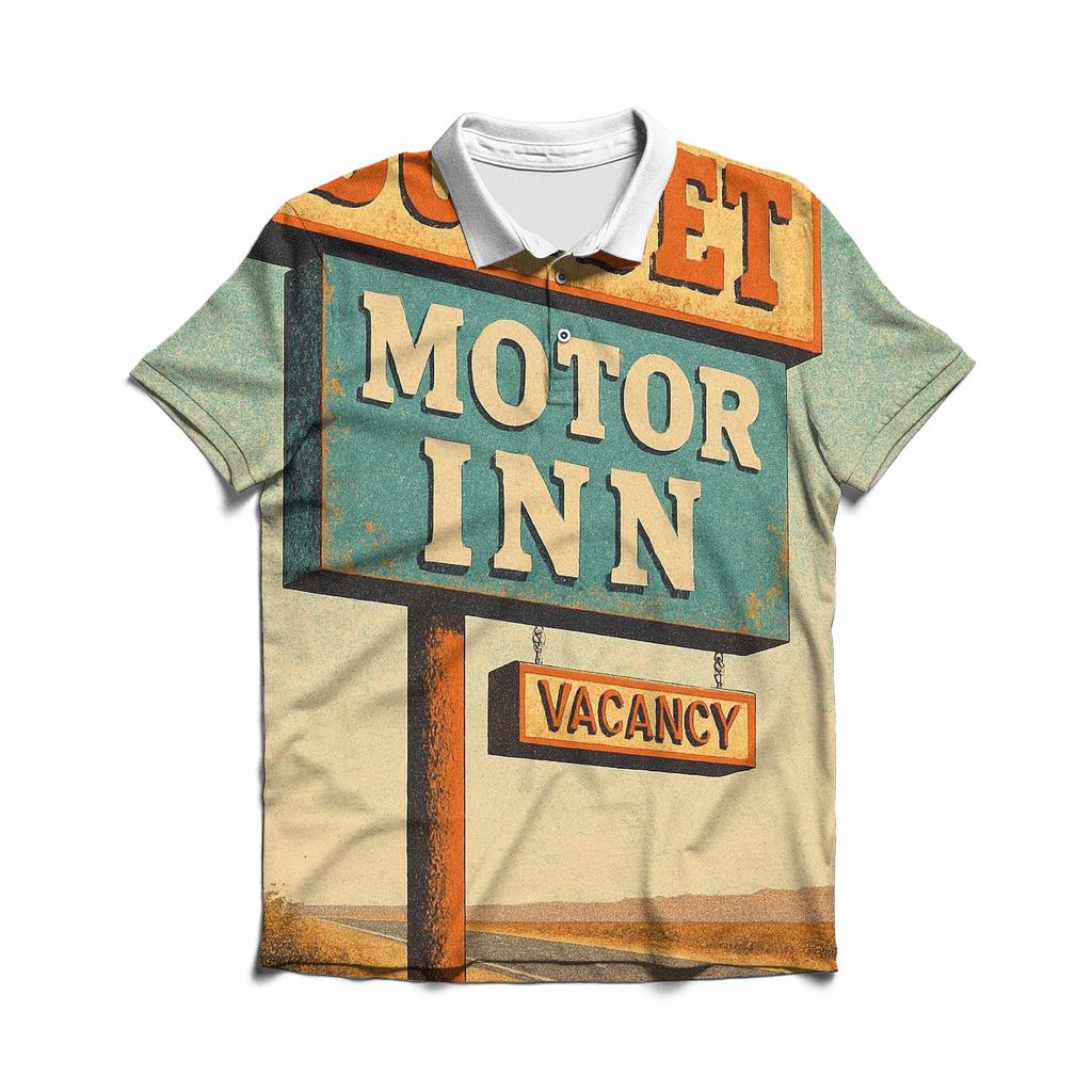 Seventies Road Trip Motel Sign casual sports polo shirts