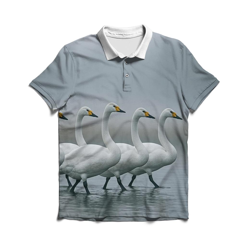 Mist Line March Whooper Swans classic pique polos