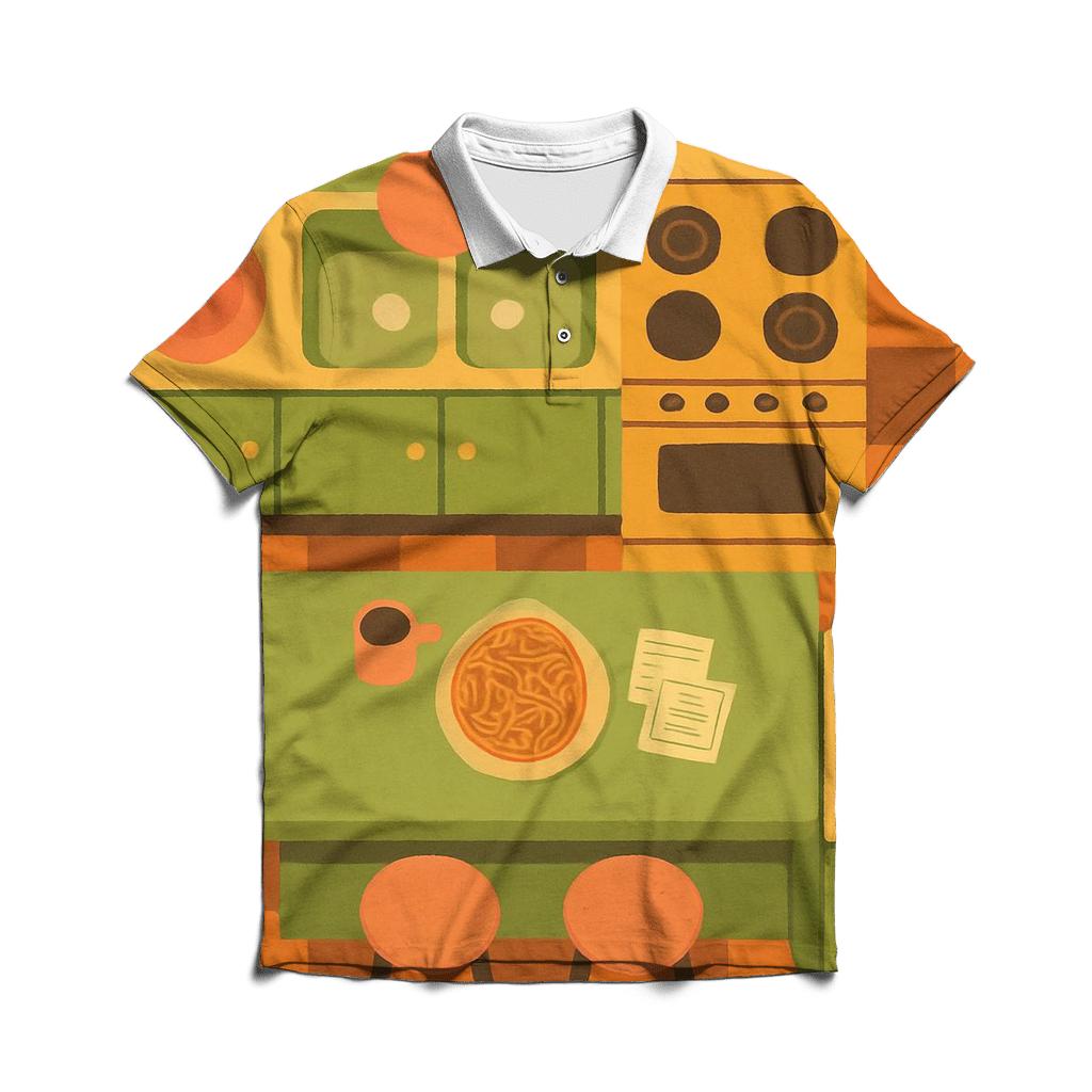 Funky Kitchen Checkerboard embroidered polo tops