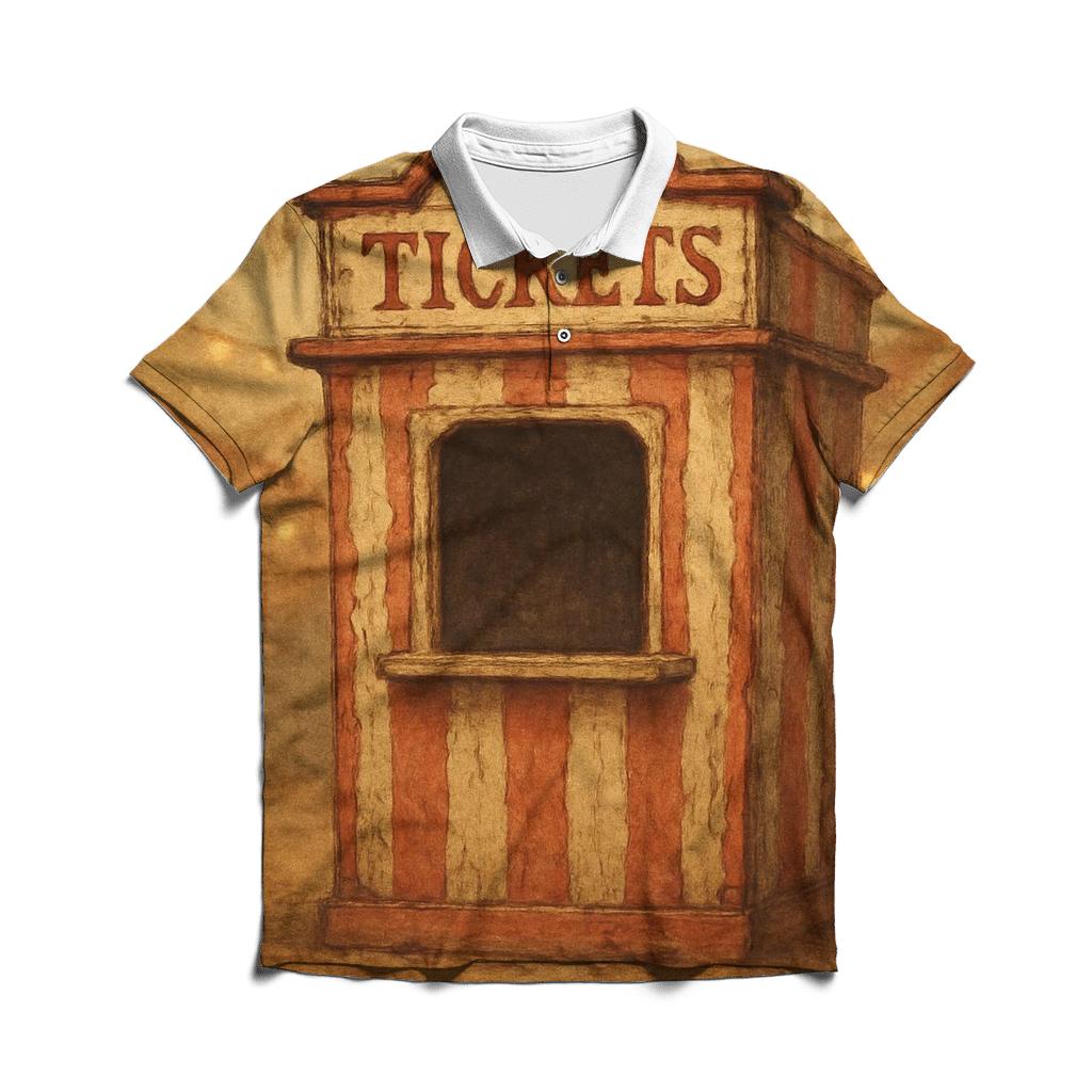 Old Carnival Ticket Booth Illustration personalized polo shirts