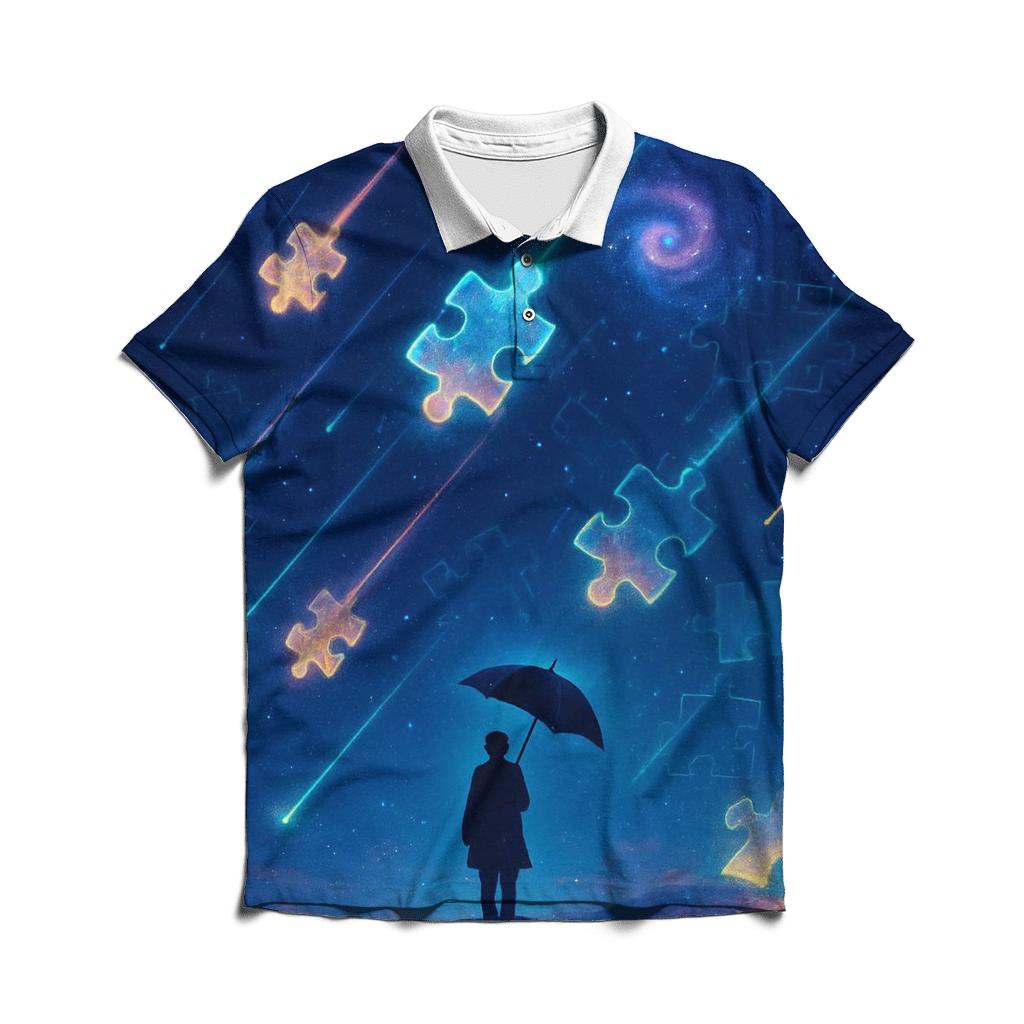 Puzzle Piece Meteor Shower personalized polo shirts