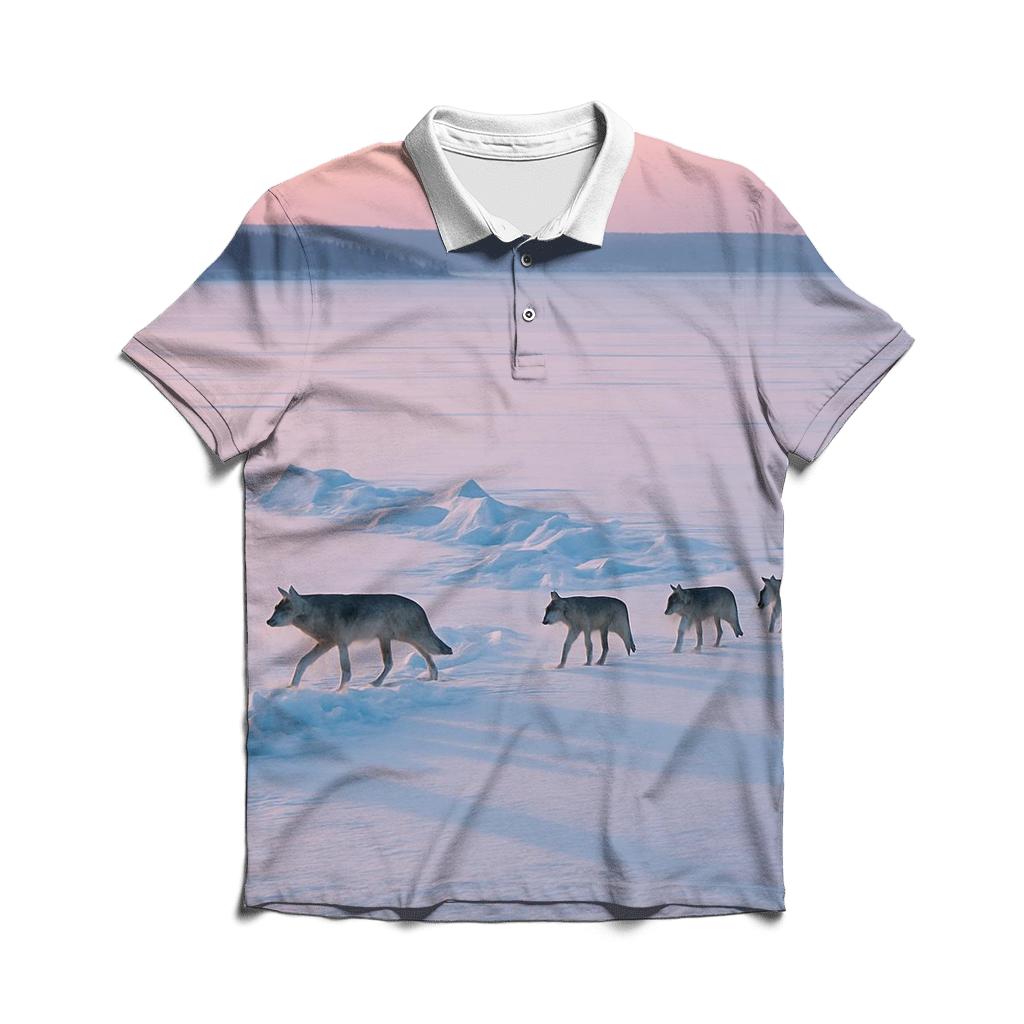 Winter Pack On Frozen Lake Pressure Ridge custom polo shirts