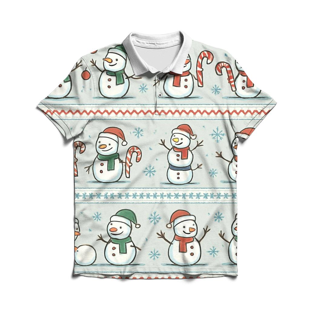 Snowman Sweater Story Panels Design premium cotton polo shirts