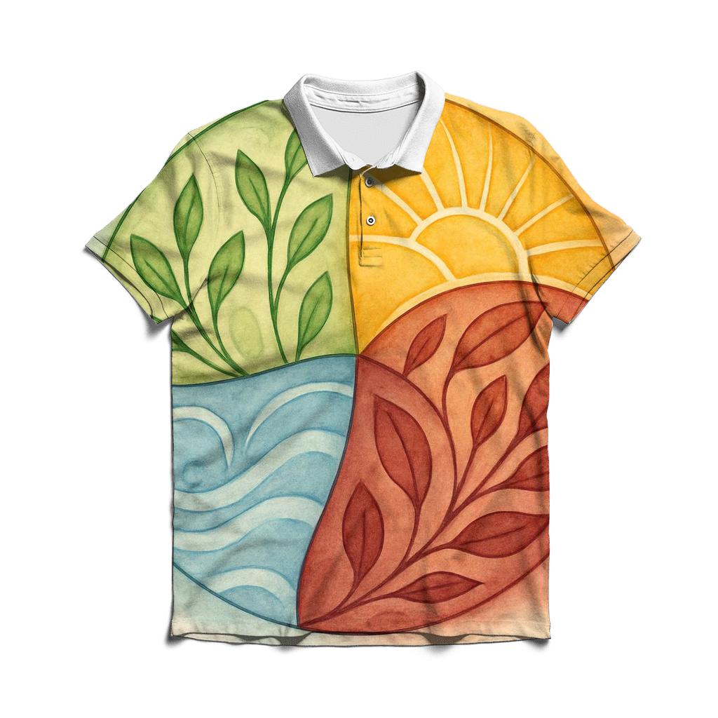 Gentle Mandala Of Seasons branded logo polo shirts