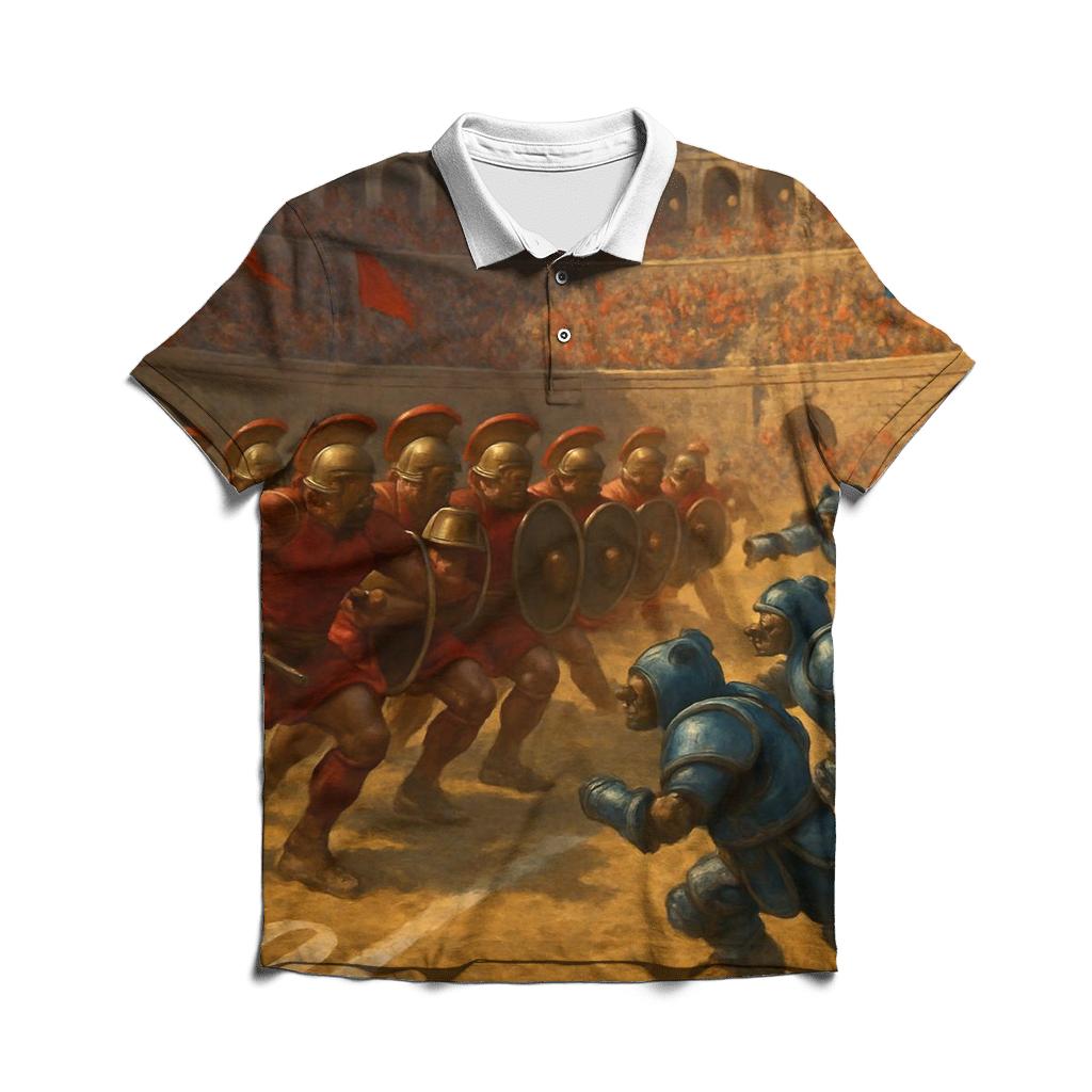 Ancient Colosseum Clash Braves Legion Against Iron Cubs classic pique polos