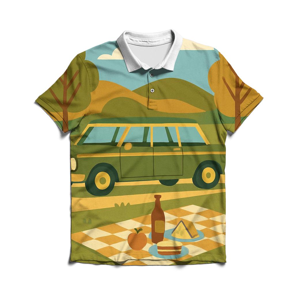 Station Wagon Picnic Stop premium cotton polo shirts