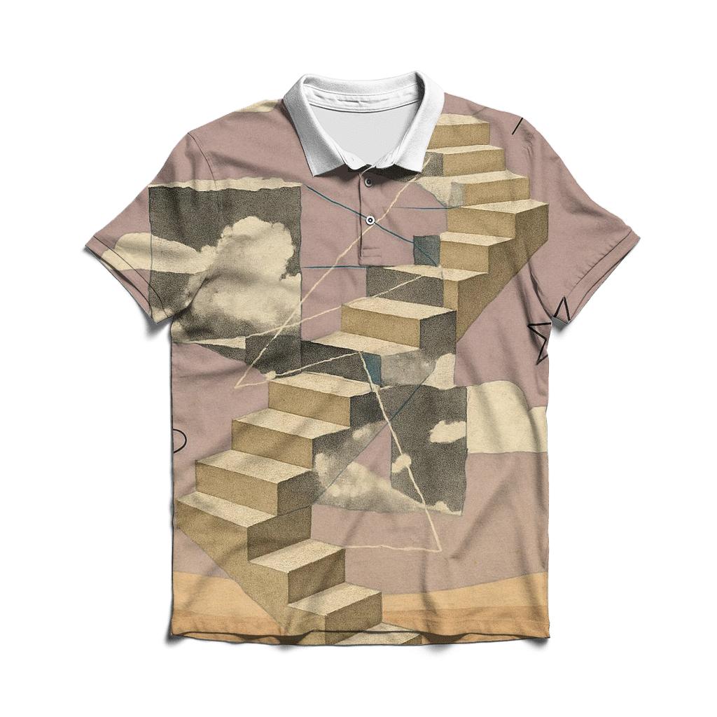 Dreamscape Stairway Collage embroidered polo tops