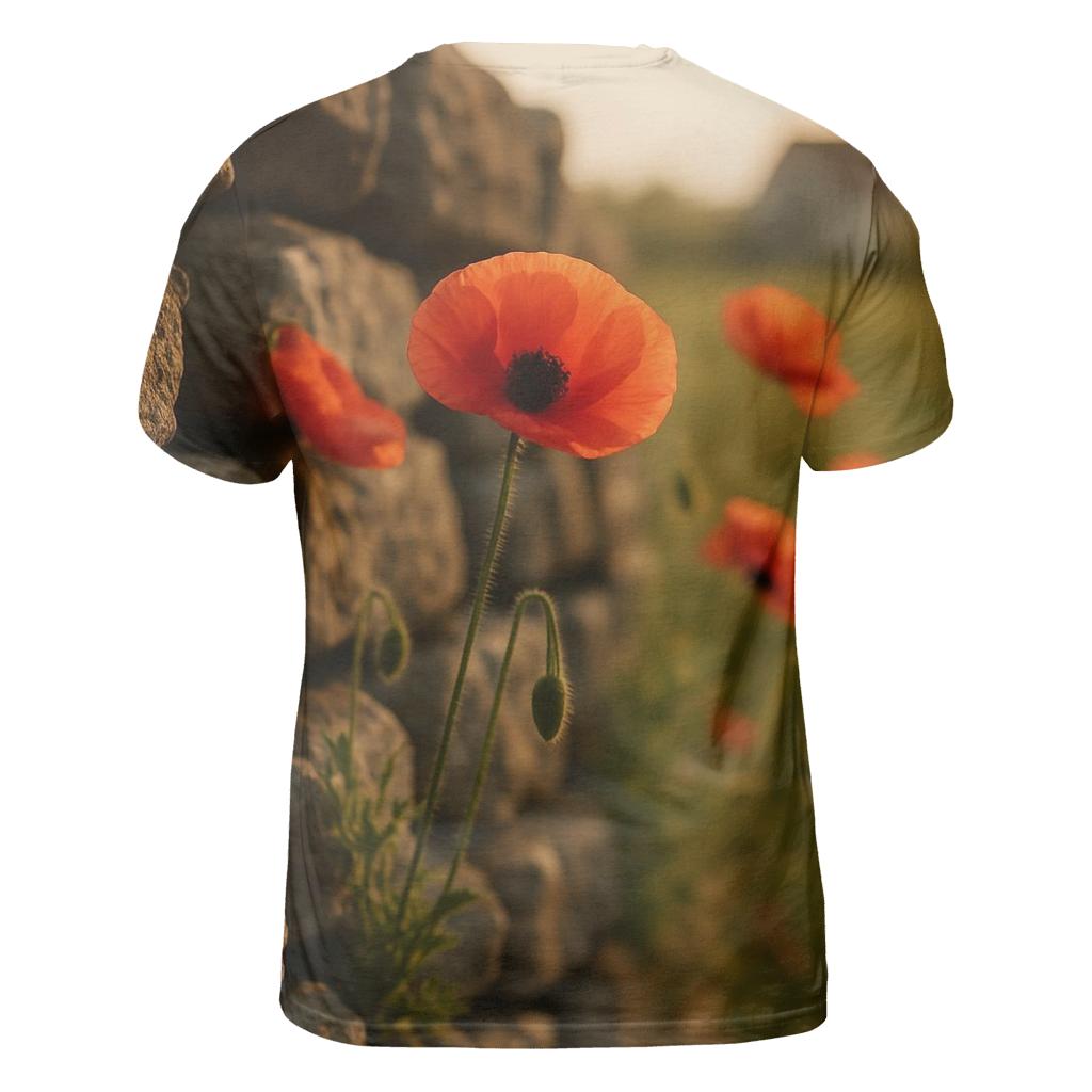 Wild Poppies Beside An Old Stone Wall custom all-over print shirts