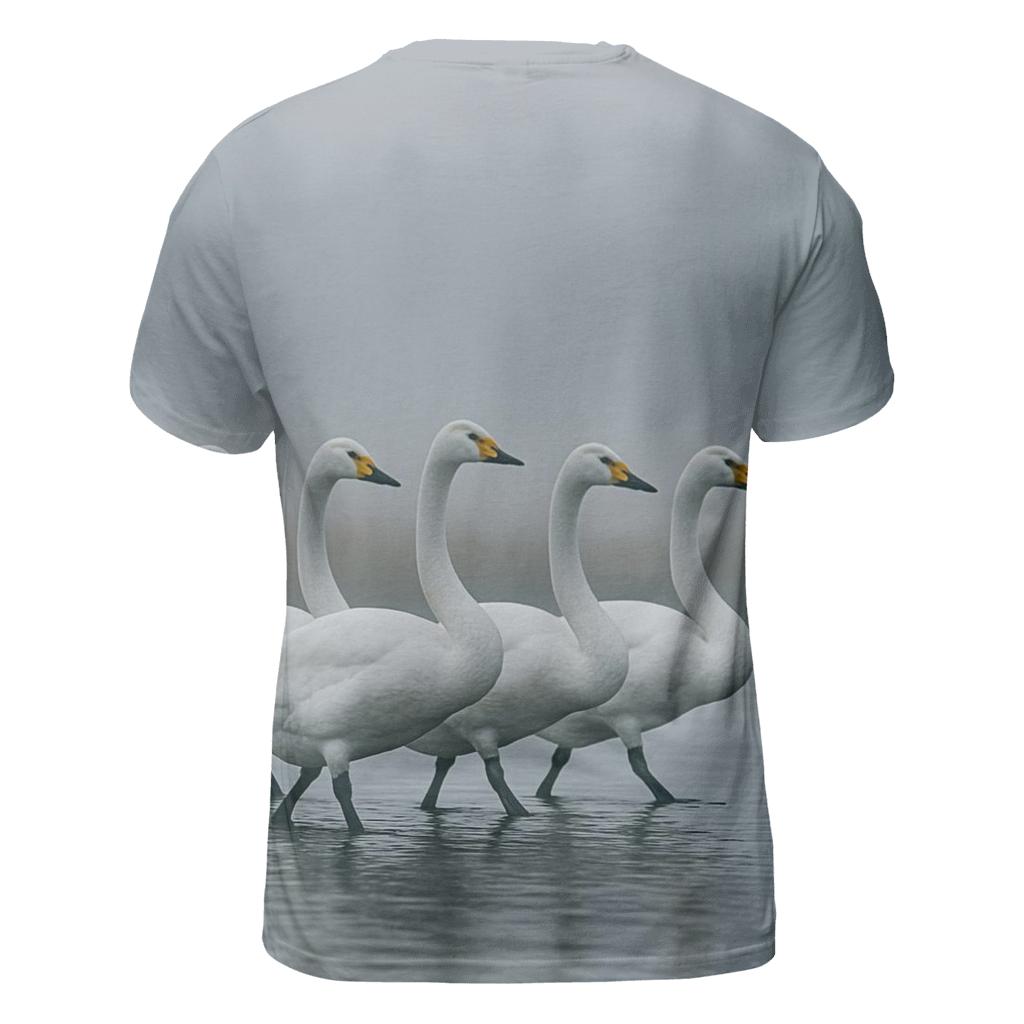 Mist Line March Whooper Swans artistic all-over print tops