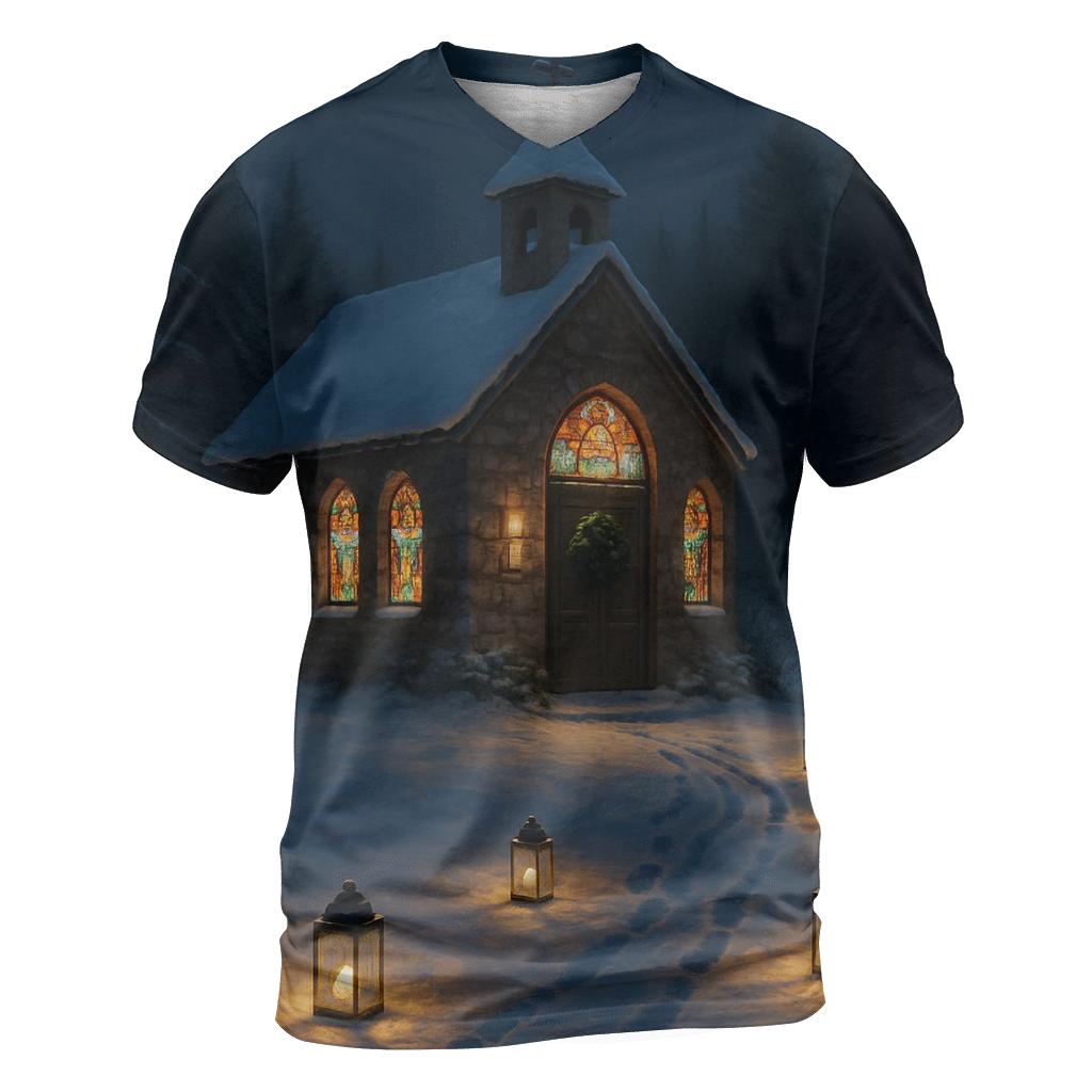 Midnight Mass Snowy Chapel statement graphic shirts