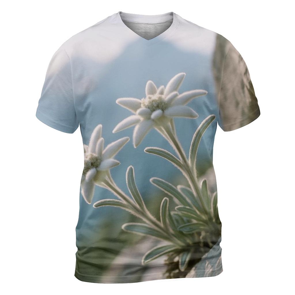 Alpine Edelweiss On A Rocky Ledge artistic all-over print tops