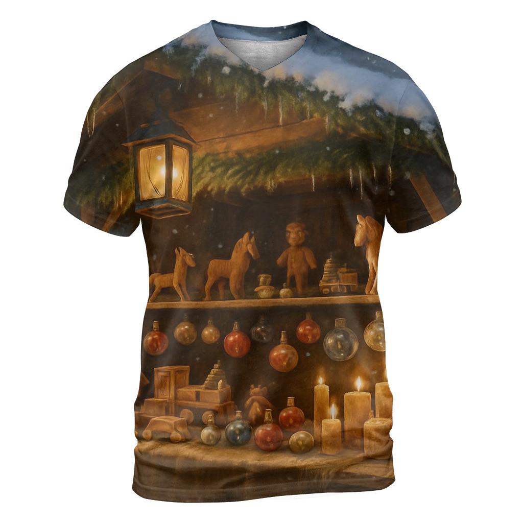 Old World Christmas Market Stall unique graphic print tees
