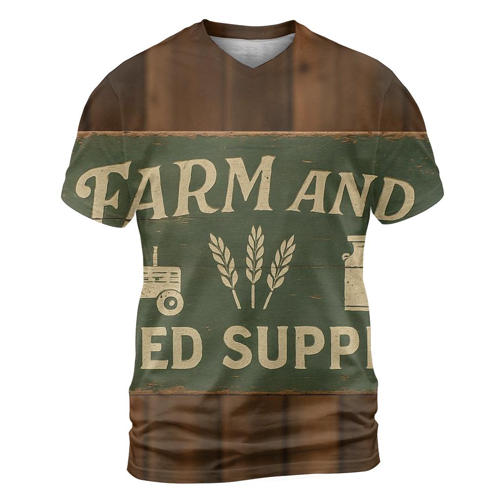 Rustic Farm Supply Store Signboard vibrant all-over design tees