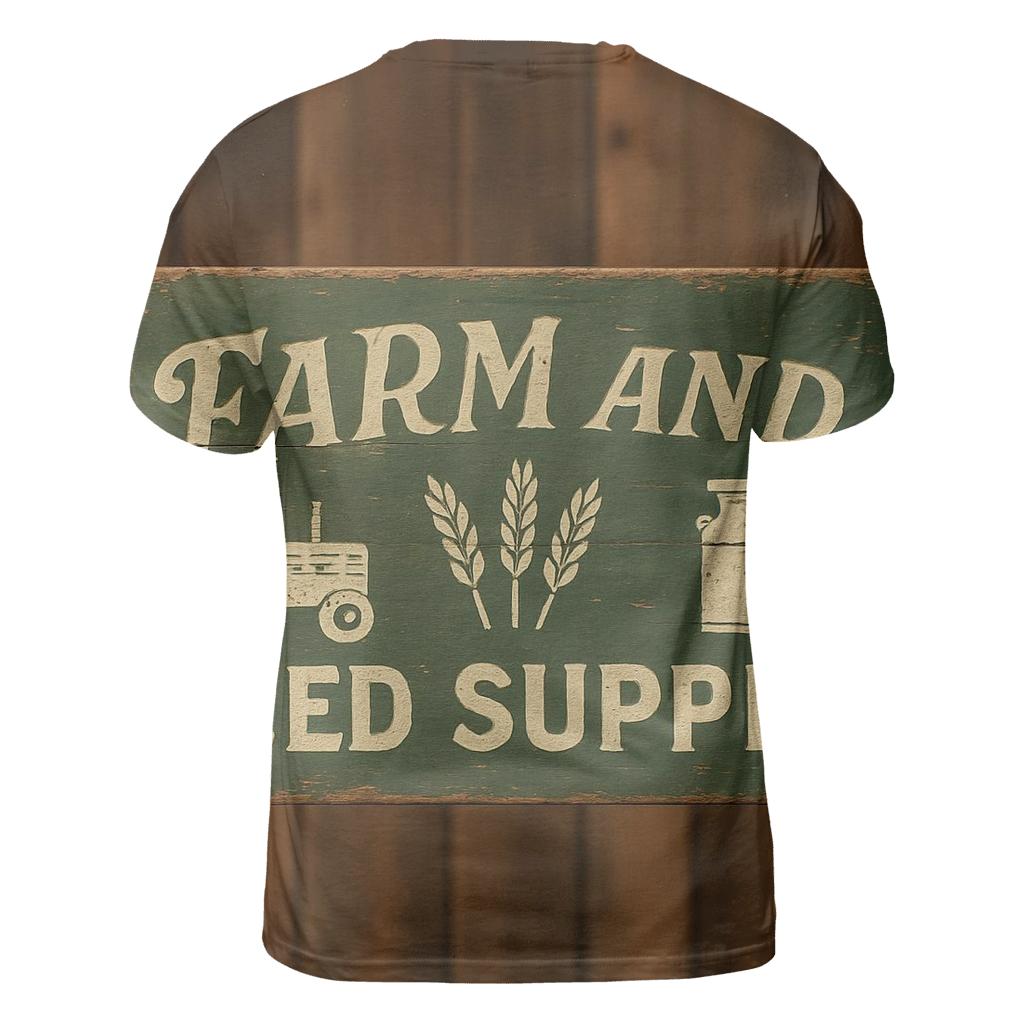 Rustic Farm Supply Store Signboard vibrant all-over design tees