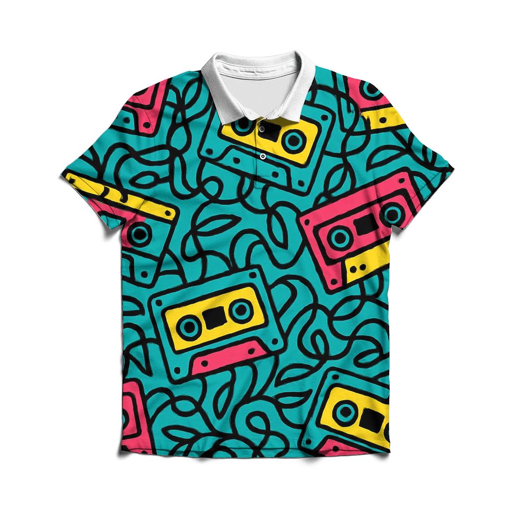 Cassette Jungle Pattern classic pique polos