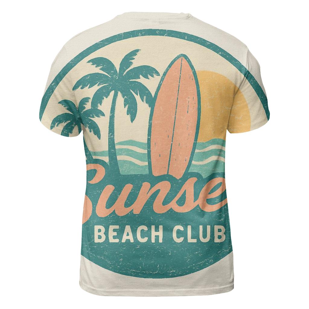 Retro Beach Club Summer Badge artistic all-over print tops