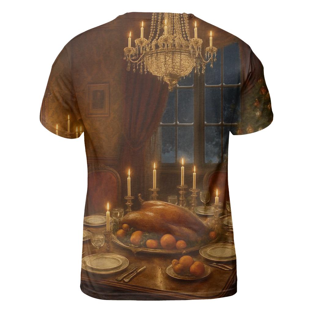 Victorian Parlor Christmas Supper vibrant all-over design tees